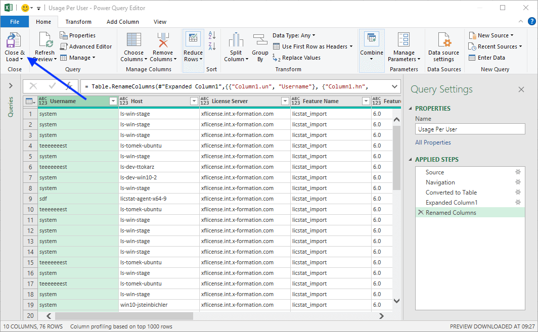 Import License Statistics data into Excel using Power Query 14