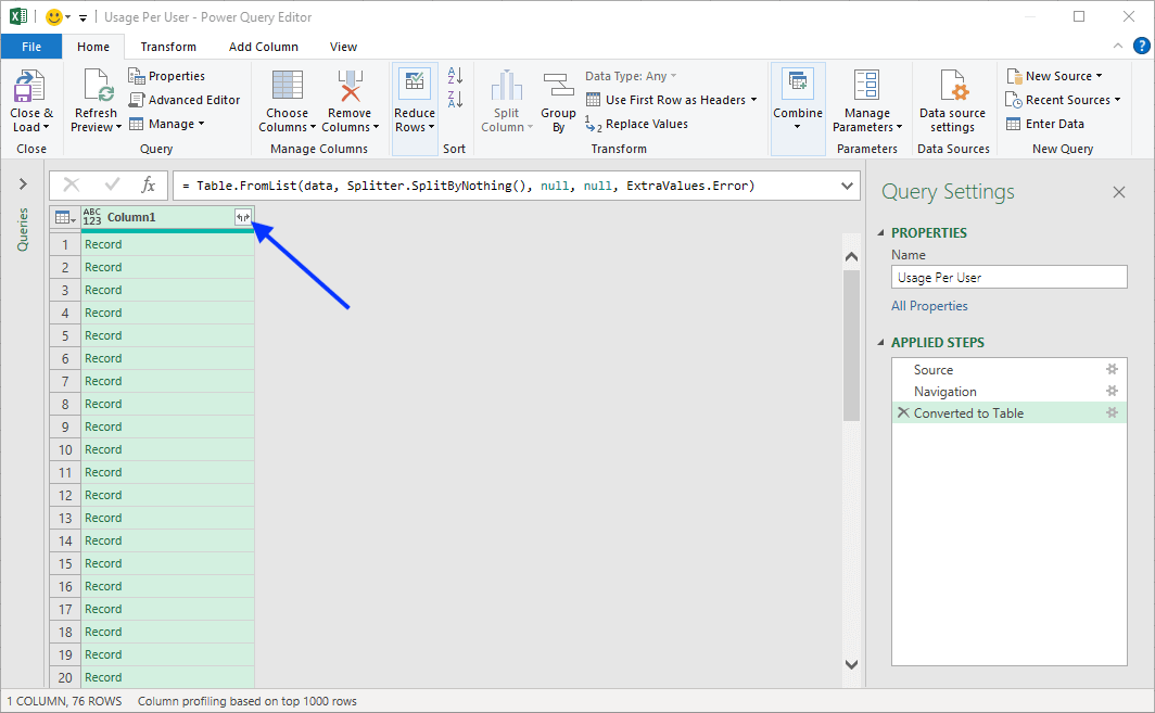 Import License Statistics data into Excel using Power Query 9