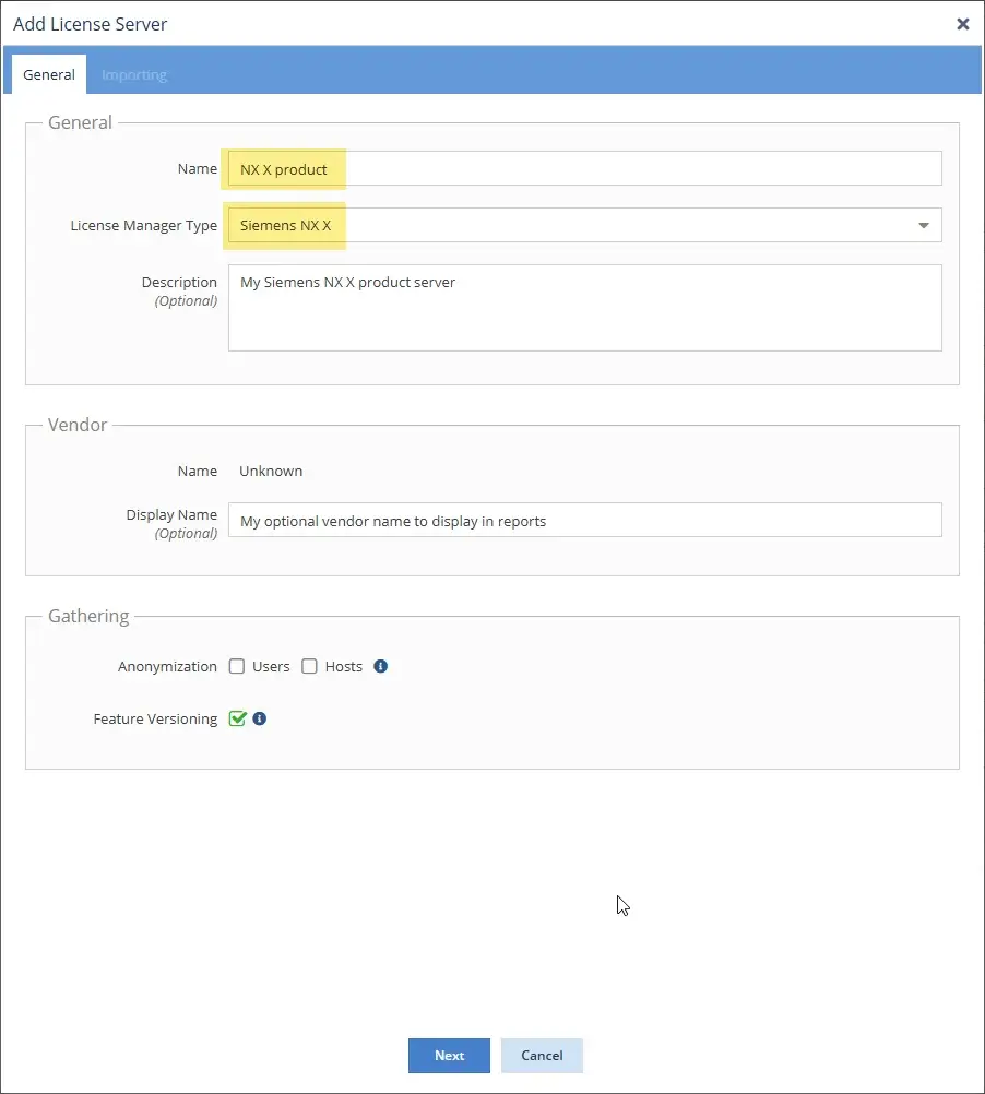 Siemens NX X License Server Monitoring - Add License Server